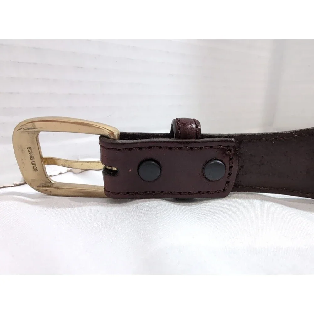 BRIGHTON BROWN LEATHER BELT MEN'S SIZE 40 BRASS BUCKLE BRAIDED WOVEN EUC